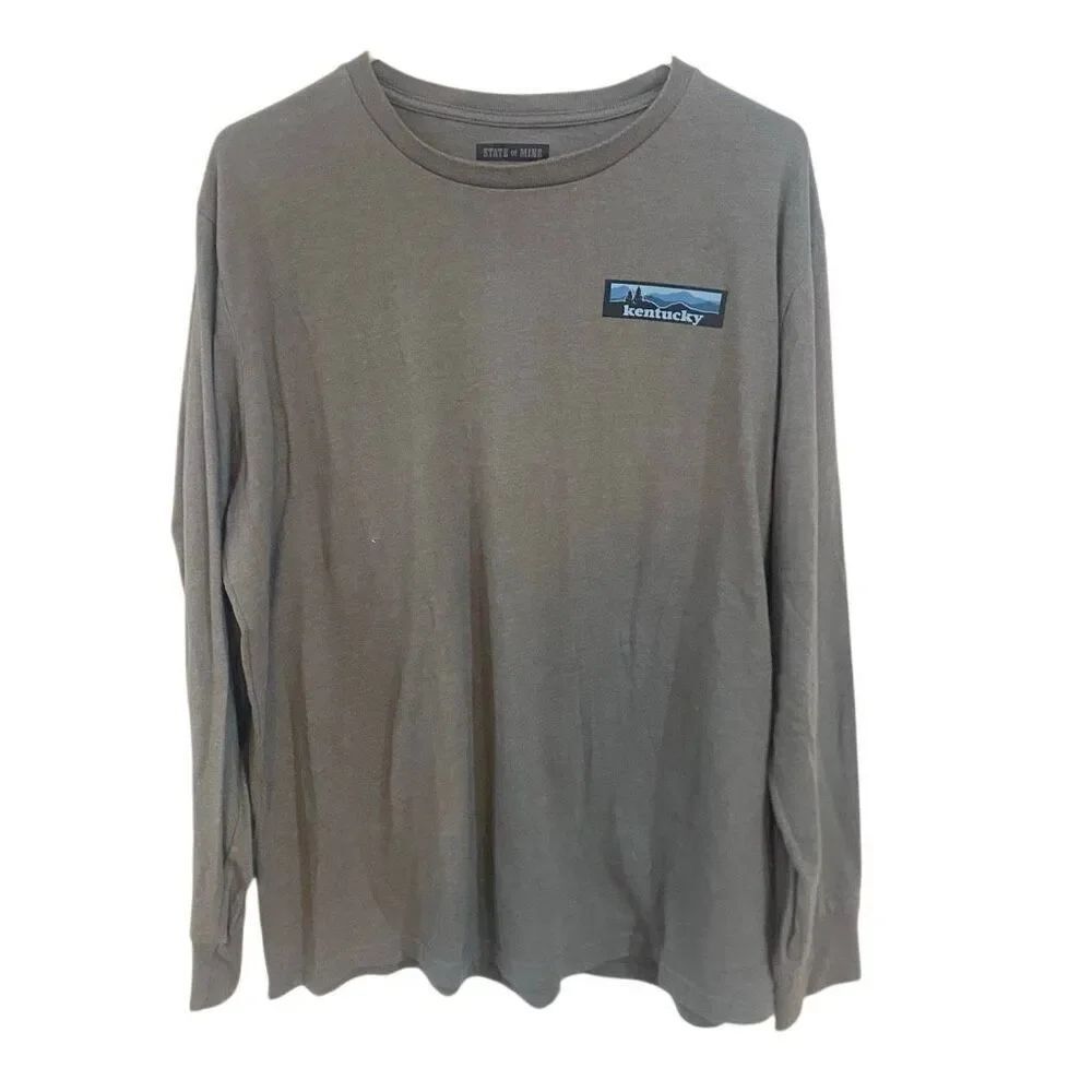 State of mind long sleeve gray blue crew neck Kentucky graphic XL